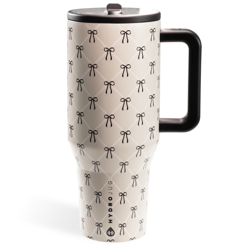 (Pre-Sale) New HydroJug Stella Black and White Bow Design Mug 40oz.